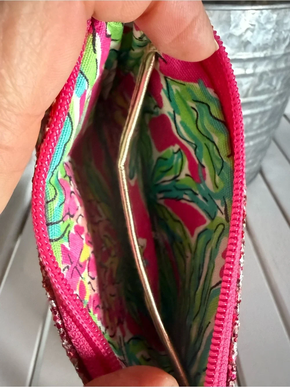 VINTAGE LILY PULITZER CLUTCH Pink Sparkle with Hand Strap EUC